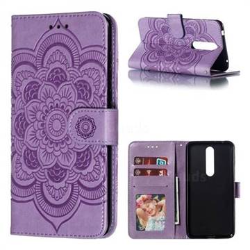 Intricate Embossing Datura Solar Leather Wallet Case for Nokia 3.1 Plus - Purple