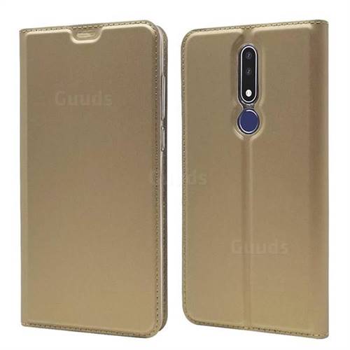 Ultra Slim Card Magnetic Automatic Suction Leather Wallet Case for Nokia 3.1 Plus - Champagne