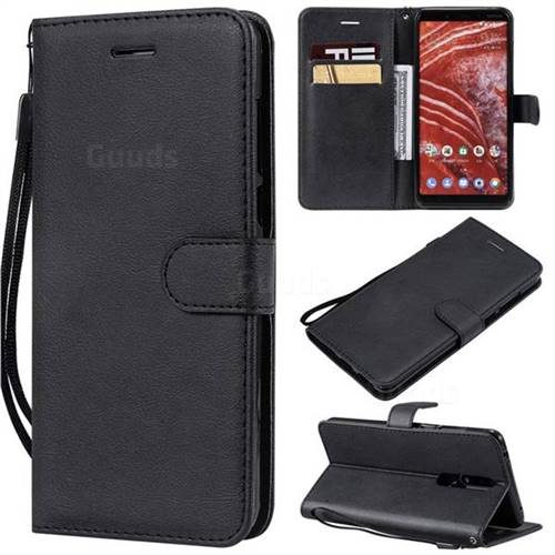Retro Greek Classic Smooth PU Leather Wallet Phone Case for Nokia 3.1 Plus - Black