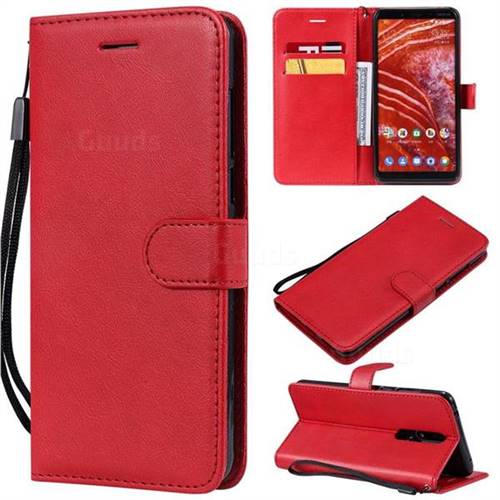 Retro Greek Classic Smooth PU Leather Wallet Phone Case for Nokia 3.1 Plus - Red