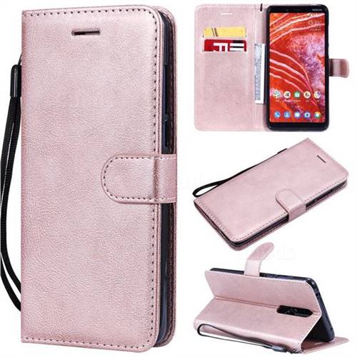 Retro Greek Classic Smooth PU Leather Wallet Phone Case for Nokia 3.1 Plus - Rose Gold