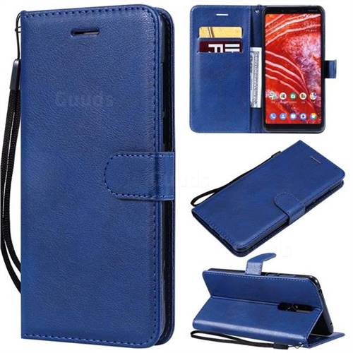 Retro Greek Classic Smooth PU Leather Wallet Phone Case for Nokia 3.1 Plus - Blue