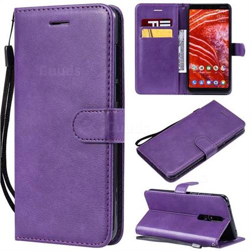Retro Greek Classic Smooth PU Leather Wallet Phone Case for Nokia 3.1 Plus - Purple