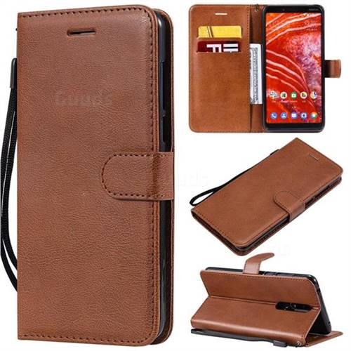 Retro Greek Classic Smooth PU Leather Wallet Phone Case for Nokia 3.1 Plus - Brown