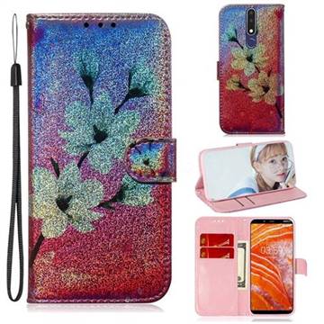 Magnolia Laser Shining Leather Wallet Phone Case for Nokia 3.1 Plus