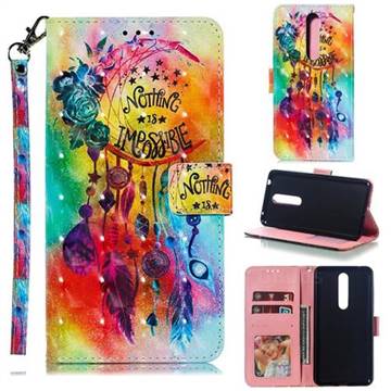 Flower Wind Chimes 3D Painted Leather Phone Wallet Case for Nokia 3.1 Plus