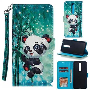 Cute Panda 3D Painted Leather Phone Wallet Case for Nokia 3.1 Plus