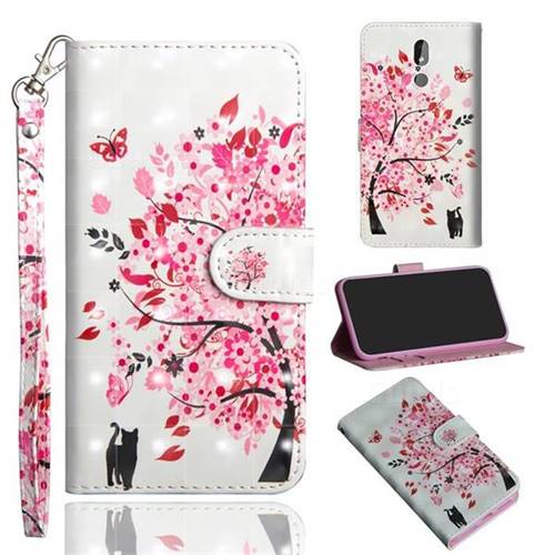 Tree and Cat 3D Painted Leather Wallet Case for Nokia 3.2