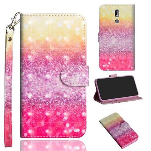 Gradient Rainbow 3D Painted Leather Wallet Case for Nokia 3.2