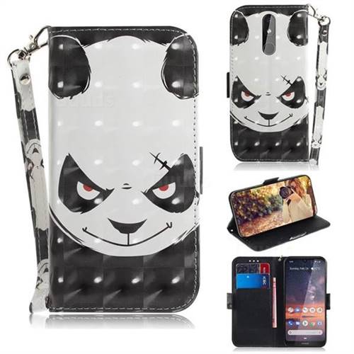 Angry Bear 3D Painted Leather Wallet Phone Case for Nokia 3.2