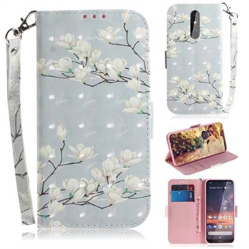 Magnolia Flower 3D Painted Leather Wallet Phone Case for Nokia 3.2