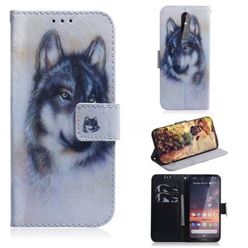 Snow Wolf PU Leather Wallet Case for Nokia 3.2