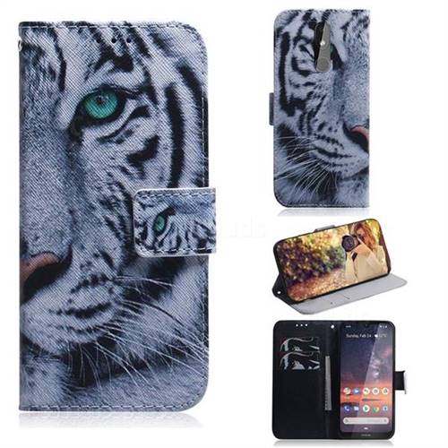White Tiger PU Leather Wallet Case for Nokia 3.2