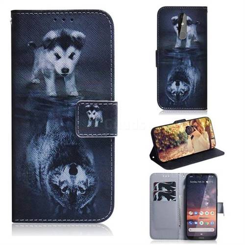 Wolf and Dog PU Leather Wallet Case for Nokia 3.2