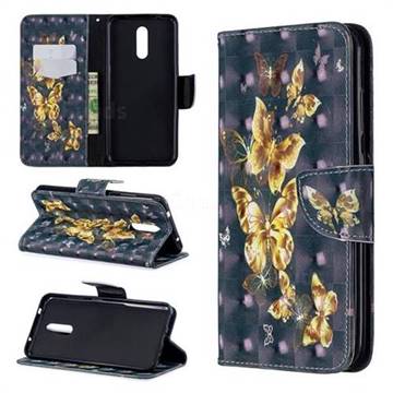 Silver Golden Butterfly 3D Painted Leather Wallet Phone Case for Nokia 3.2