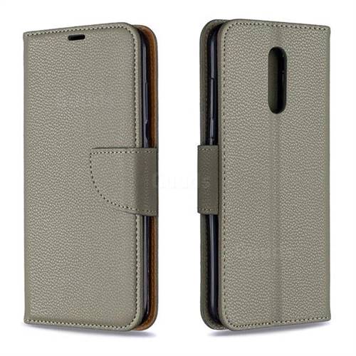 Classic Luxury Litchi Leather Phone Wallet Case for Nokia 3.2 - Gray