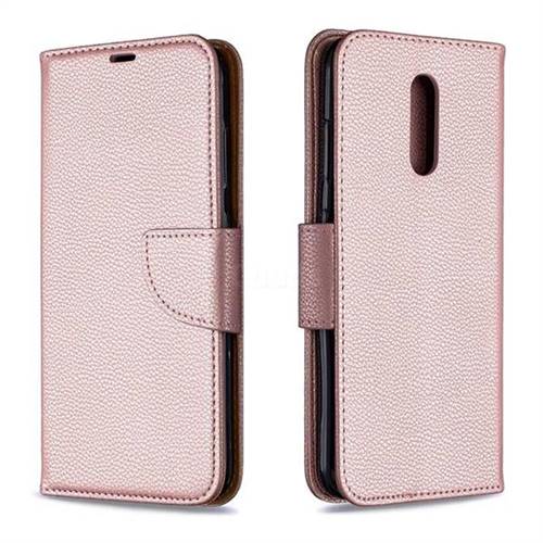 Classic Luxury Litchi Leather Phone Wallet Case for Nokia 3.2 - Golden