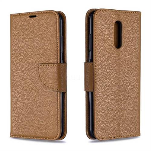 Classic Luxury Litchi Leather Phone Wallet Case for Nokia 3.2 - Brown