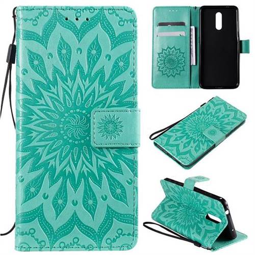 Embossing Sunflower Leather Wallet Case for Nokia 3.2 - Green