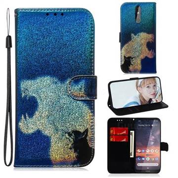 Cat and Leopard Laser Shining Leather Wallet Phone Case for Nokia 3.2