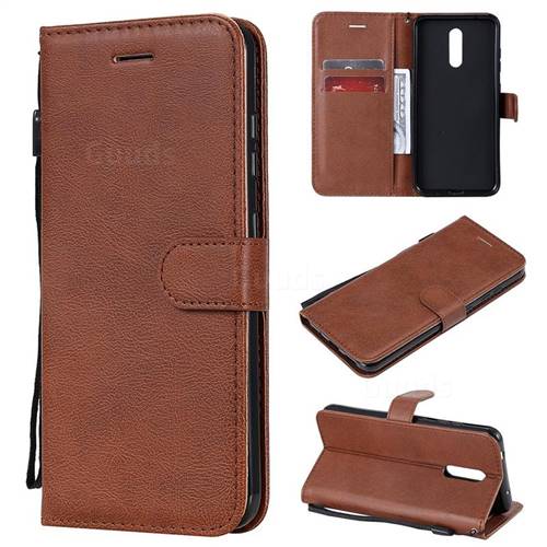 Retro Greek Classic Smooth PU Leather Wallet Phone Case for Nokia 3.2 - Brown