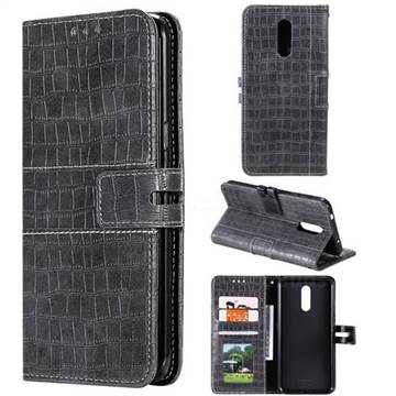 Luxury Crocodile Magnetic Leather Wallet Phone Case for Nokia 3.2 - Gray