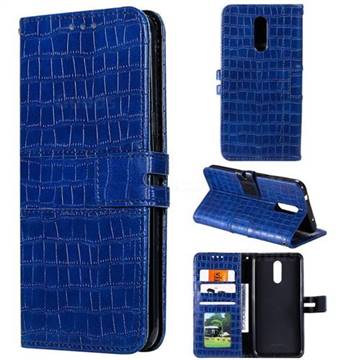 Luxury Crocodile Magnetic Leather Wallet Phone Case for Nokia 3.2 - Blue
