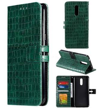 Luxury Crocodile Magnetic Leather Wallet Phone Case for Nokia 3.2 - Green