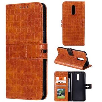Luxury Crocodile Magnetic Leather Wallet Phone Case for Nokia 3.2 - Brown