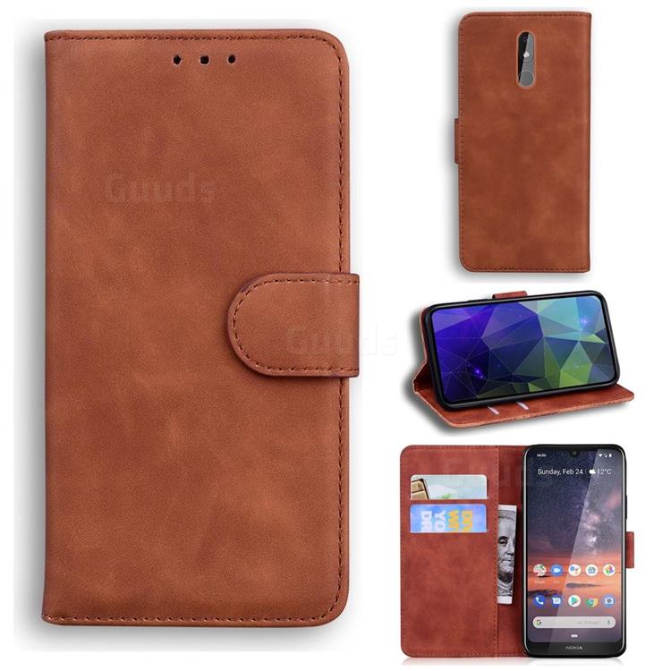 Retro Classic Skin Feel Leather Wallet Phone Case for Nokia 3.2 - Brown