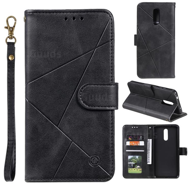Embossing Geometric Leather Wallet Case for Nokia 3.2 - Black