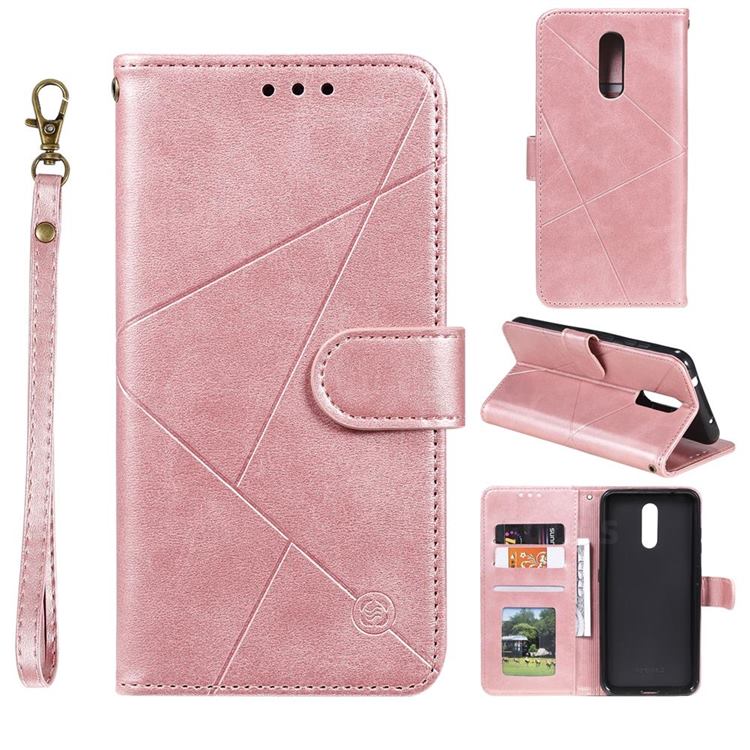 Embossing Geometric Leather Wallet Case for Nokia 3.2 - Rose Gold