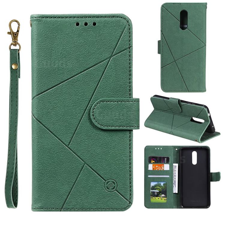 Embossing Geometric Leather Wallet Case for Nokia 3.2 - Green
