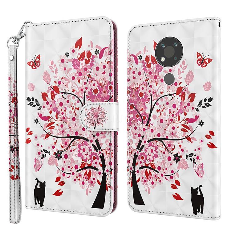 Tree and Cat 3D Painted Leather Wallet Case for Nokia 3.4