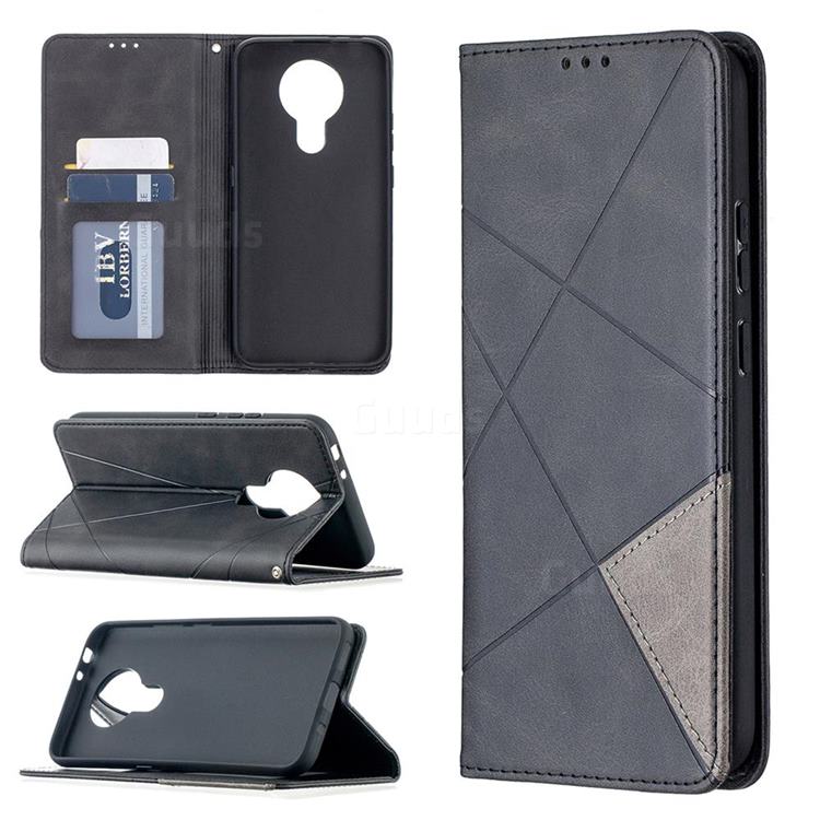 Prismatic Slim Magnetic Sucking Stitching Wallet Flip Cover for Nokia 3.4 - Black