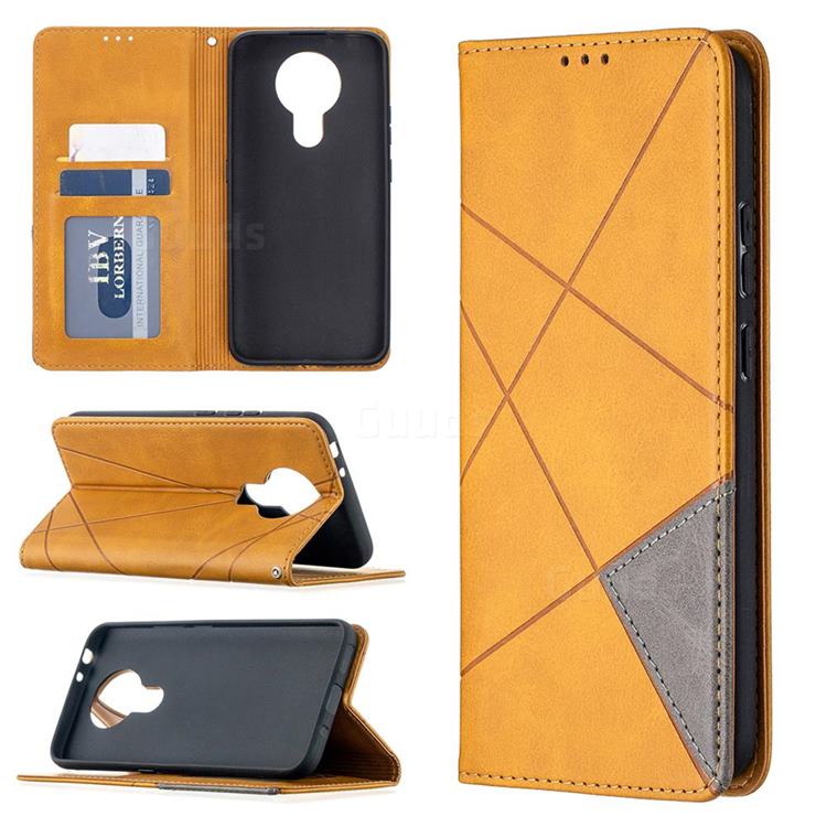 Prismatic Slim Magnetic Sucking Stitching Wallet Flip Cover for Nokia 3.4 - Yellow
