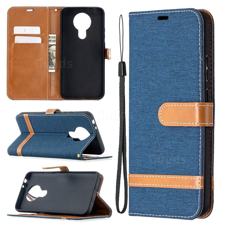 Jeans Cowboy Denim Leather Wallet Case for Nokia 3.4 - Dark Blue