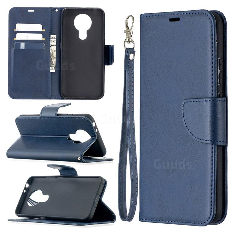 Classic Sheepskin PU Leather Phone Wallet Case for Nokia 3.4 - Blue
