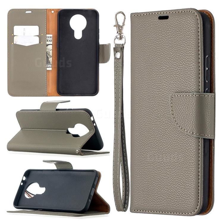 Classic Luxury Litchi Leather Phone Wallet Case for Nokia 3.4 - Gray