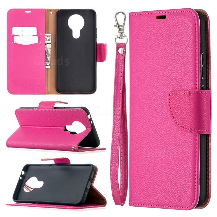 Classic Luxury Litchi Leather Phone Wallet Case for Nokia 3.4 - Rose