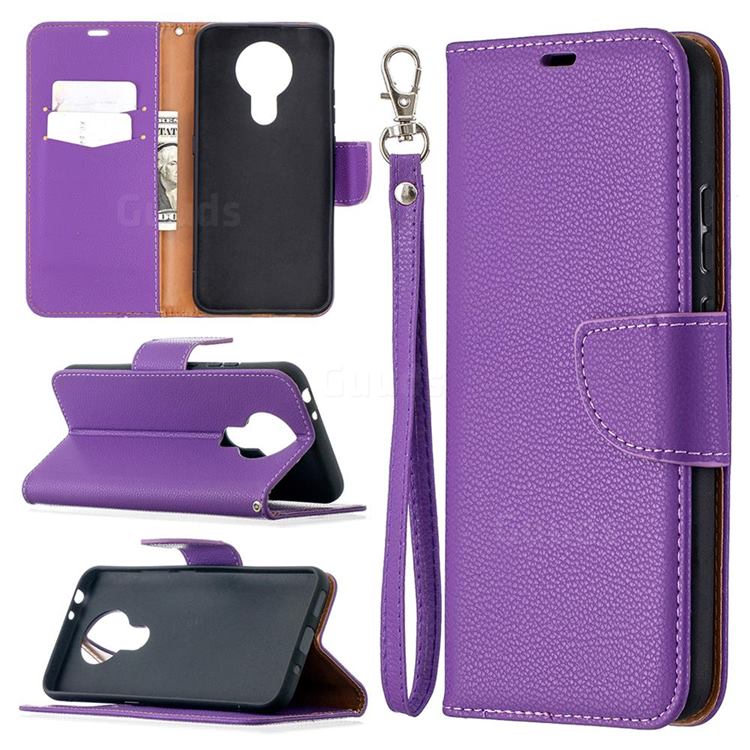 Classic Luxury Litchi Leather Phone Wallet Case for Nokia 3.4 - Purple