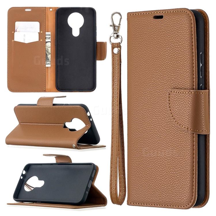 Classic Luxury Litchi Leather Phone Wallet Case for Nokia 3.4 - Brown