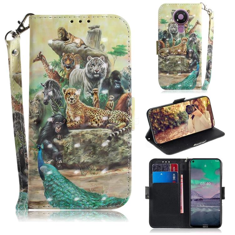 Beast Zoo 3D Painted Leather Wallet Phone Case for Nokia 3.4