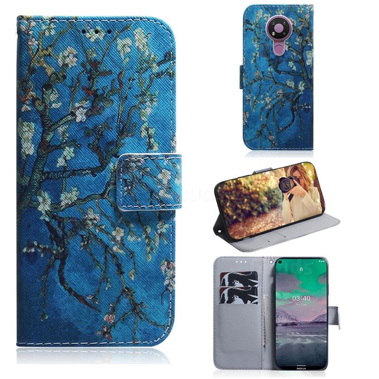 Apricot Tree PU Leather Wallet Case for Nokia 3.4