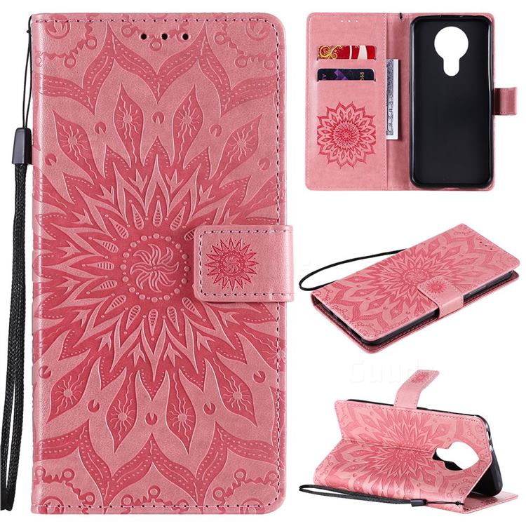 Embossing Sunflower Leather Wallet Case for Nokia 3.4 - Pink