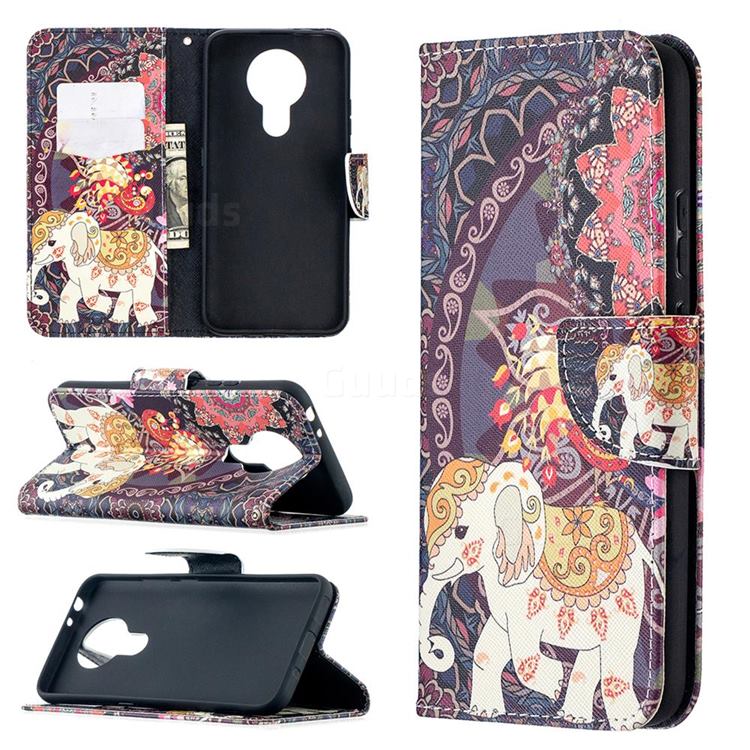 Totem Flower Elephant Leather Wallet Case for Nokia 3.4