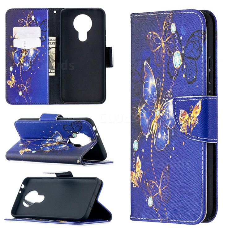 Purple Butterfly Leather Wallet Case for Nokia 3.4