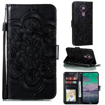 Intricate Embossing Datura Solar Leather Wallet Case for Nokia 3.4 - Black