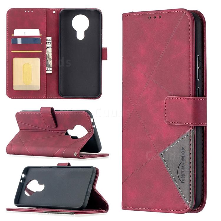 Binfen Color BF05 Prismatic Slim Wallet Flip Cover for Nokia 3.4 - Red