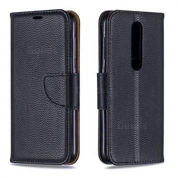 Classic Luxury Litchi Leather Phone Wallet Case for Nokia 4.2 - Black